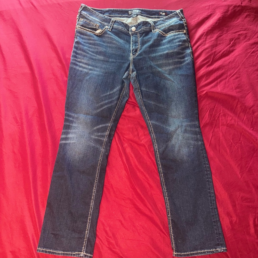 Silver Jeans Co Suki Mid Straight Women 22x32 Dark Wash Curvy Studded Y2K Boho